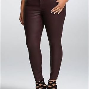 Torrid Oxblood FauxLeather PremiumDenim SkinnyJean